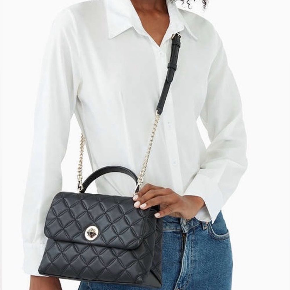 Kate Spade Natalia Top Handle Satchel|Black quilted